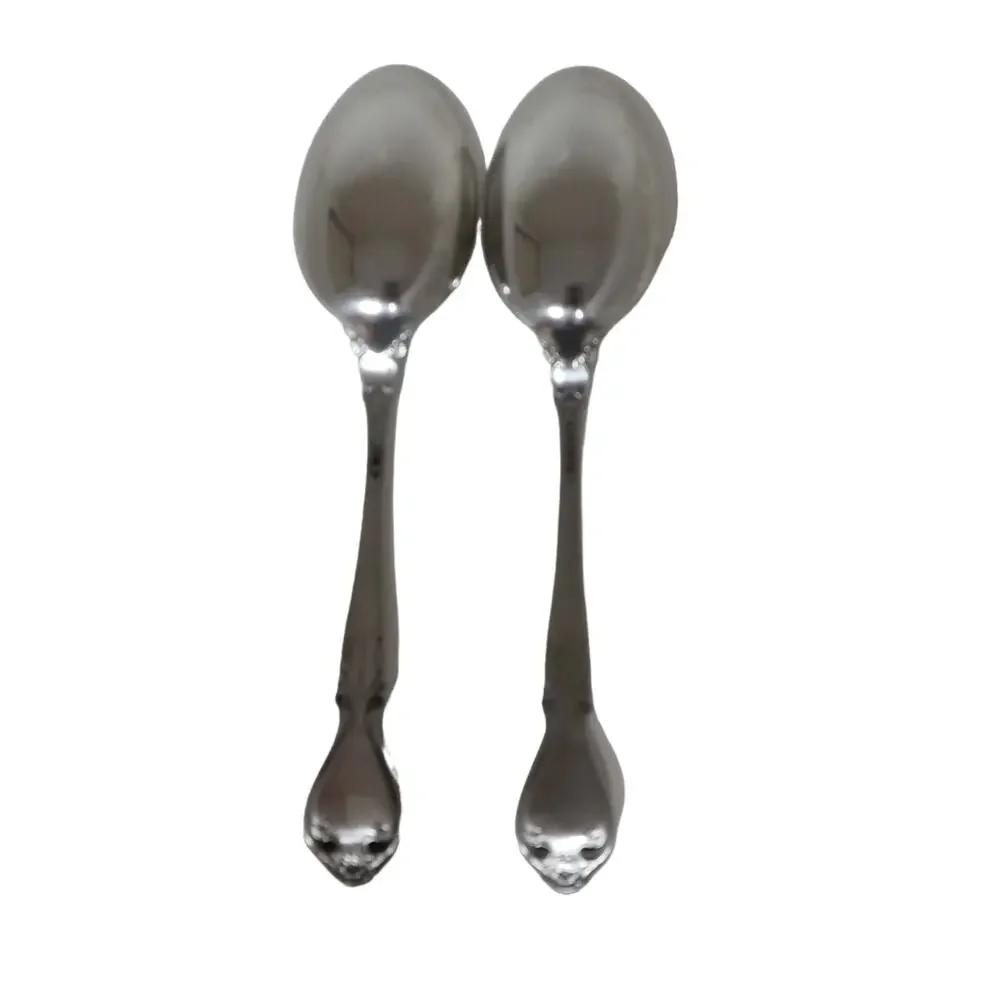 Vintage Lyons Queens Fancy Large Serving Spoons Serve Ware Stainless Steel